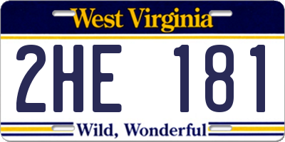 WV license plate 2HE181
