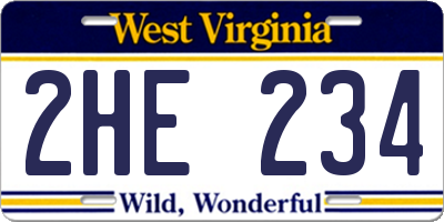 WV license plate 2HE234