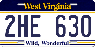 WV license plate 2HE630