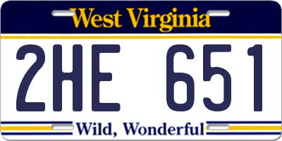 WV license plate 2HE651