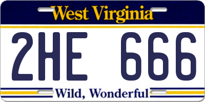 WV license plate 2HE666