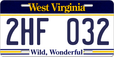 WV license plate 2HF032