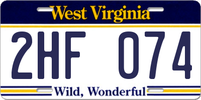 WV license plate 2HF074