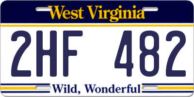 WV license plate 2HF482