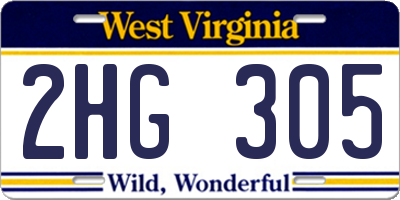 WV license plate 2HG305