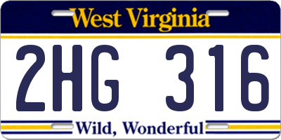 WV license plate 2HG316
