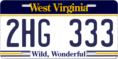 WV license plate 2HG333