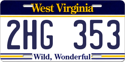 WV license plate 2HG353