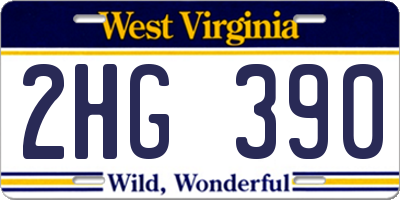 WV license plate 2HG390