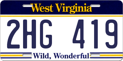 WV license plate 2HG419