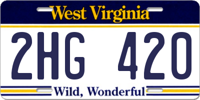 WV license plate 2HG420