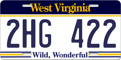 WV license plate 2HG422