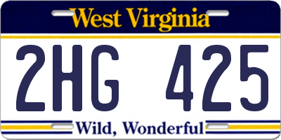 WV license plate 2HG425