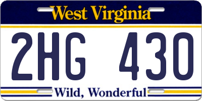 WV license plate 2HG430