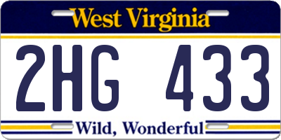 WV license plate 2HG433