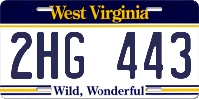 WV license plate 2HG443