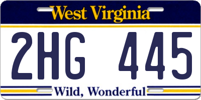 WV license plate 2HG445