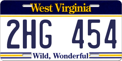 WV license plate 2HG454