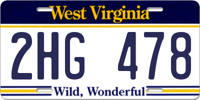 WV license plate 2HG478