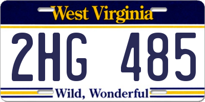 WV license plate 2HG485
