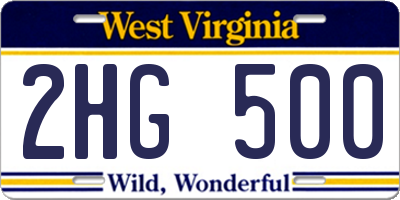WV license plate 2HG500
