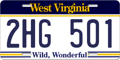 WV license plate 2HG501
