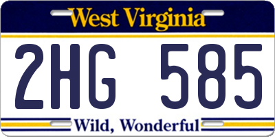 WV license plate 2HG585