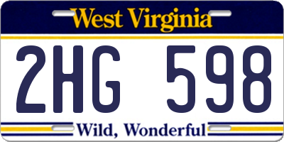 WV license plate 2HG598