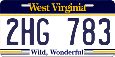 WV license plate 2HG783