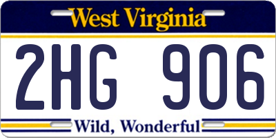 WV license plate 2HG906