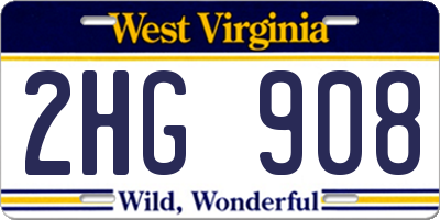 WV license plate 2HG908