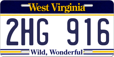 WV license plate 2HG916