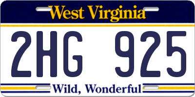 WV license plate 2HG925