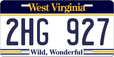 WV license plate 2HG927
