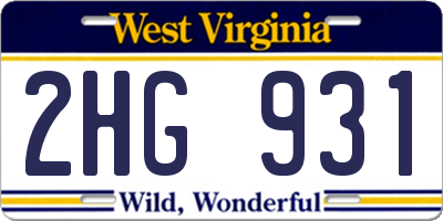 WV license plate 2HG931
