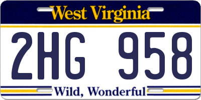WV license plate 2HG958