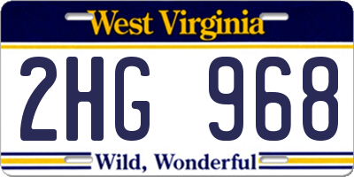 WV license plate 2HG968