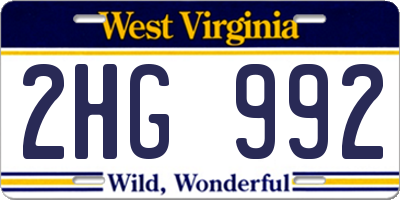 WV license plate 2HG992