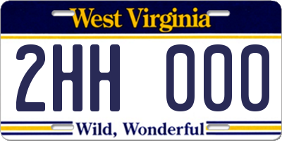 WV license plate 2HH000