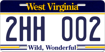 WV license plate 2HH002