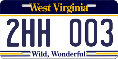 WV license plate 2HH003