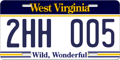 WV license plate 2HH005
