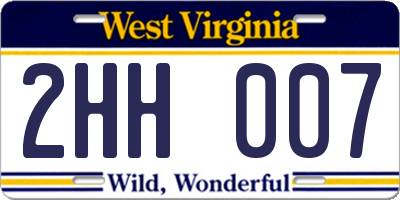 WV license plate 2HH007