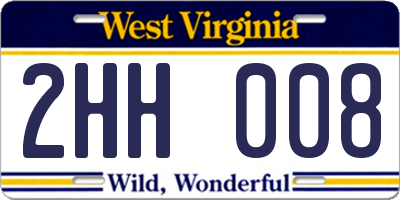 WV license plate 2HH008