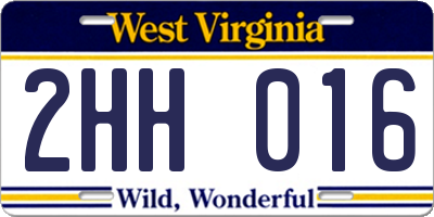WV license plate 2HH016
