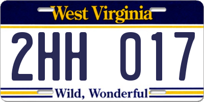 WV license plate 2HH017