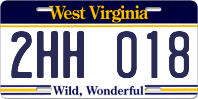 WV license plate 2HH018