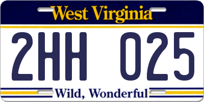 WV license plate 2HH025