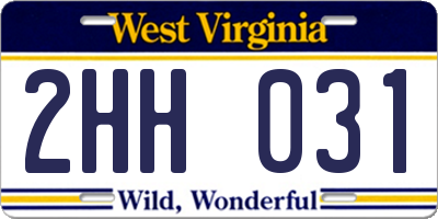 WV license plate 2HH031