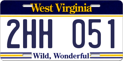 WV license plate 2HH051